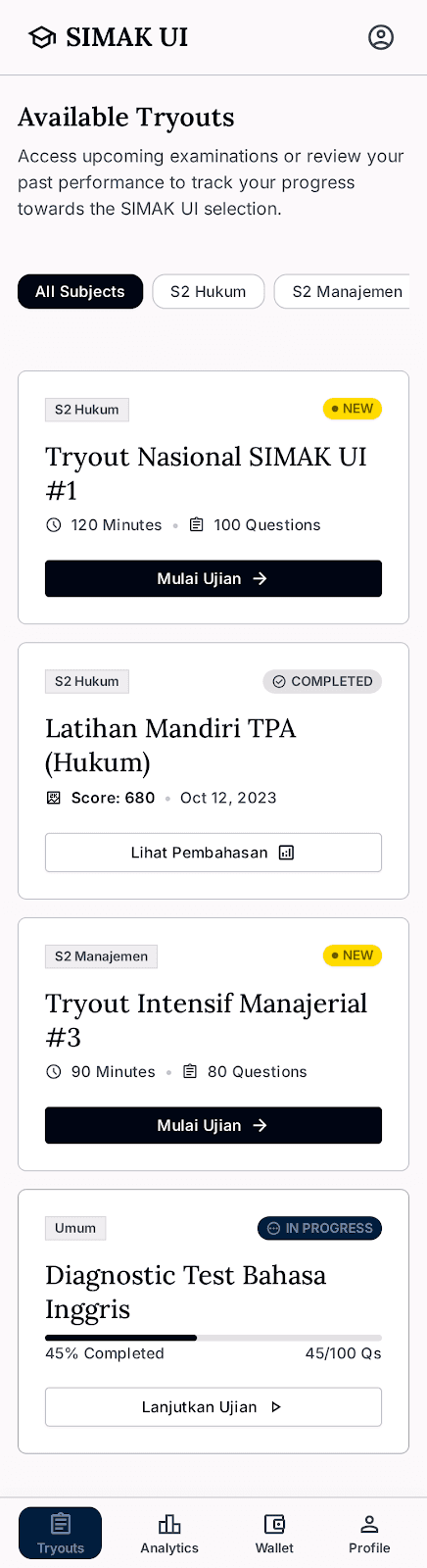 4. Dashboard Kandidat